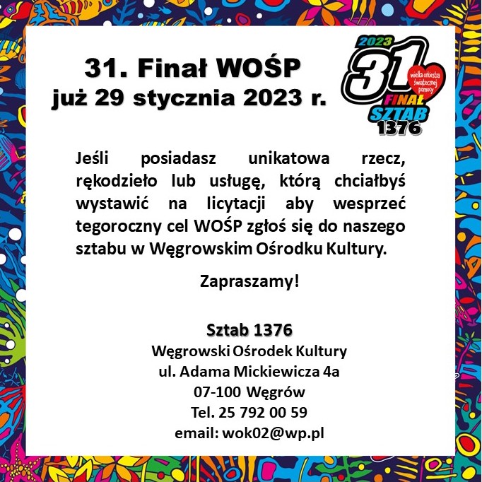 29 stycznia finał WOŚP